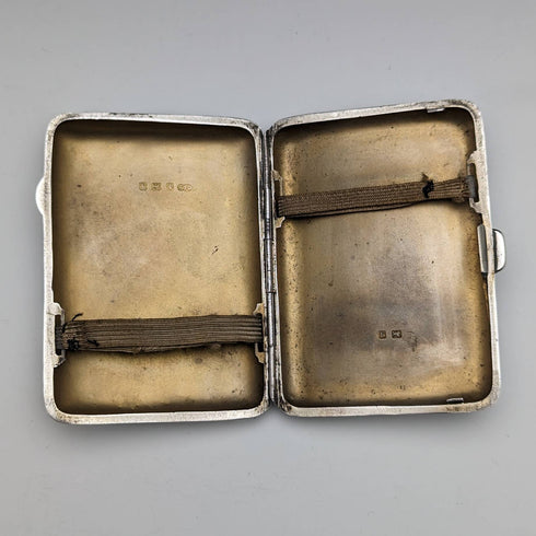 1915 British antique sterling silver cigarette case 70g Joseph Gloster
